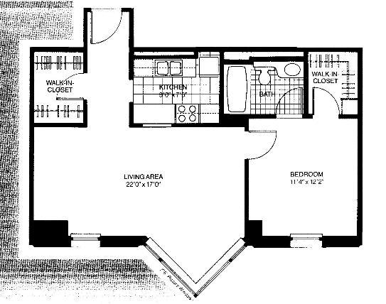 401 E Ontario Floorplan - 04 Tower South One Bedroom